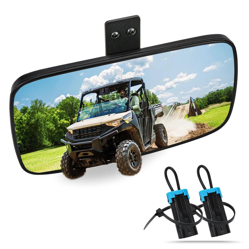 UNIGT Ranger Rear View Mirror, UNIGT Center Convex Rearview Mirrors Compatible with 2017-2026 Polaris Ranger 500 570 900 XP 1000 XP/Crew Fits Factory Present Drop Down Mounting Tab 2879969 - Image 1